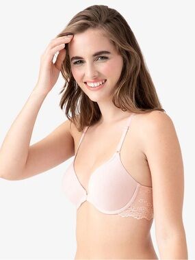 NWOT b.tempt'd (Wacoal) Inspired Eyelet Front Close T-Shirt Bra, 32D, Pink